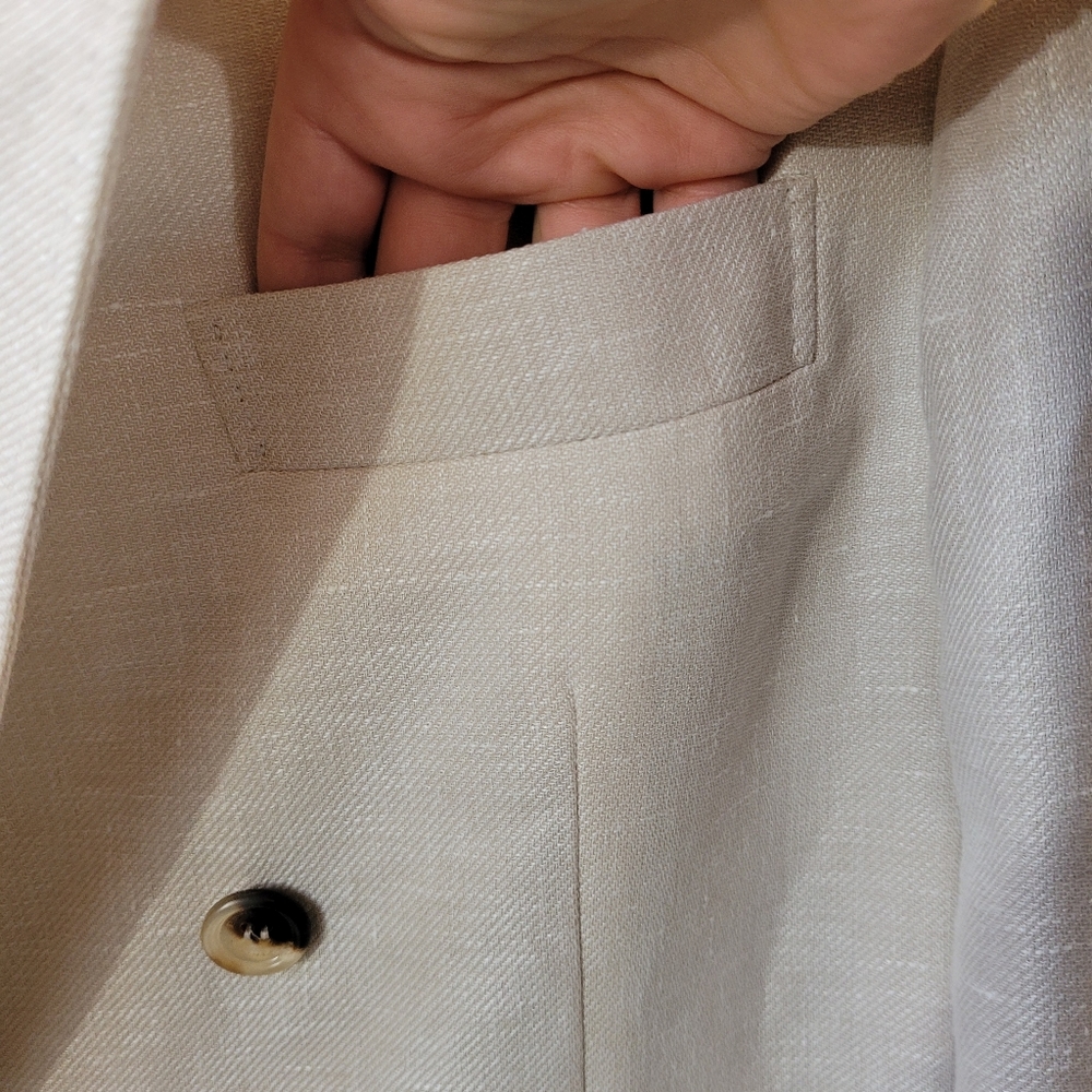 BRUNELLO CUCINELLI Light Beige Linen Wool Silk Blend Sport Jacket Sz IT 50 US 40 - Picture 3 of 16
